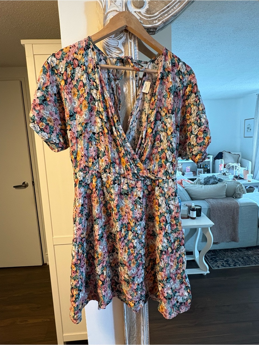 Floral Wrap Mini Dress in Multicolor